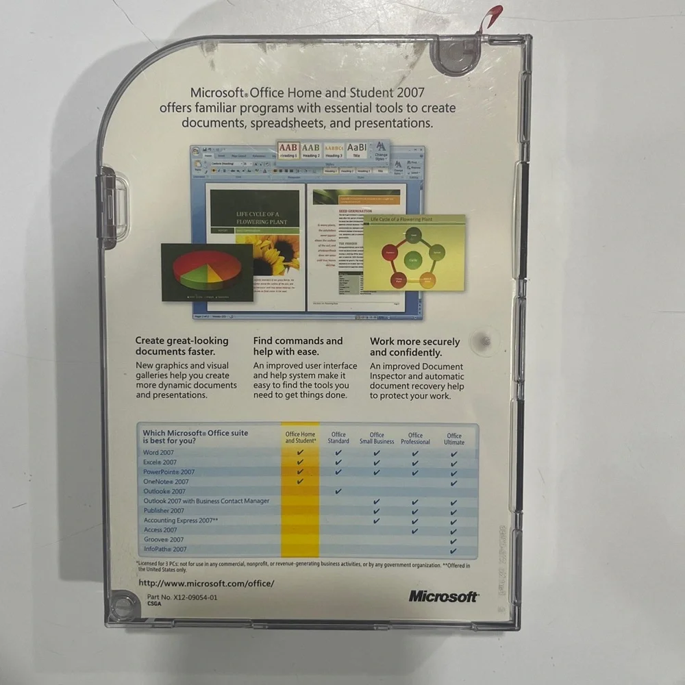 MICROSOFT OFFICE HOME AND STUDENT 2007 DVD set for non- commercial use.